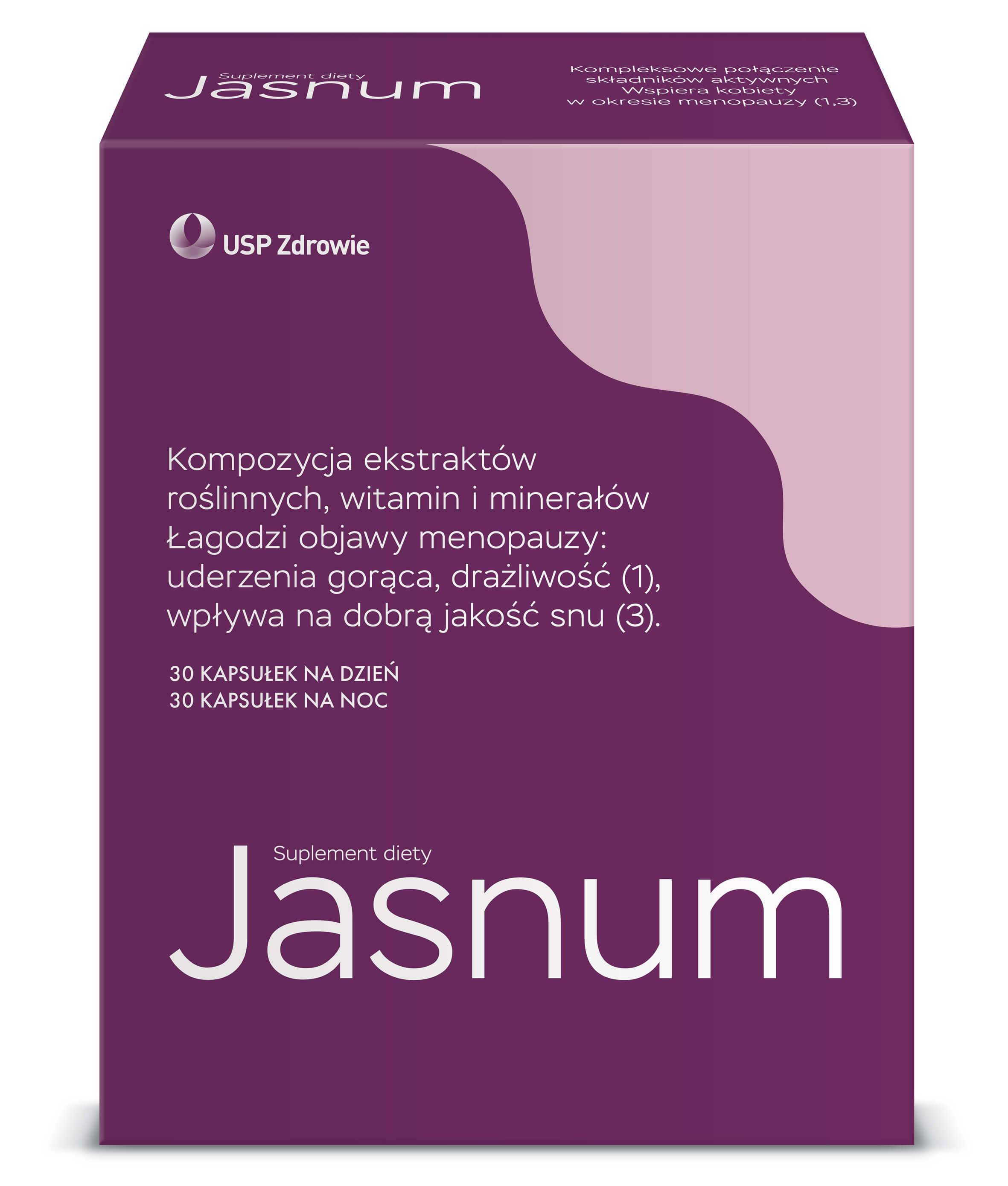 Jasnum kapsułki dla kobiet ze składnikami łagodzącymi objawy menopauzy, 30 szt. na dzień + 30 szt. na noc