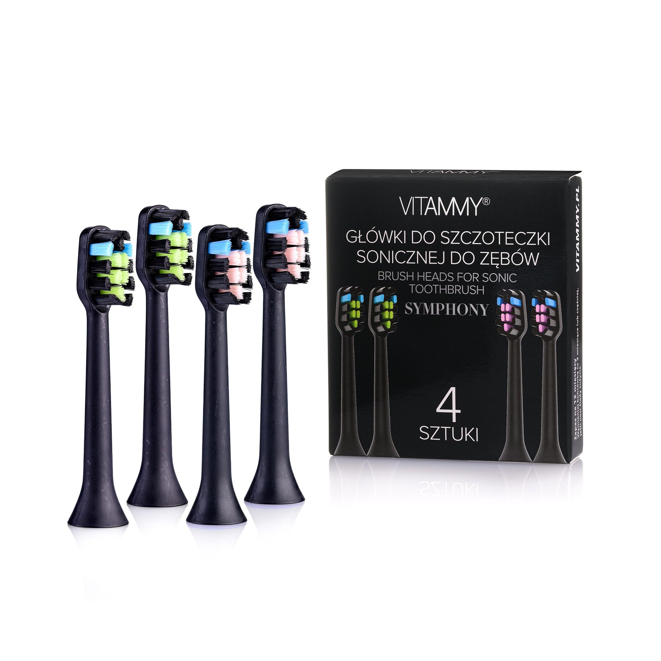 VITAMMY SYMPHONY główki do szczoteczki sonicznej do zębów w kolorze czarnym, 4 szt.