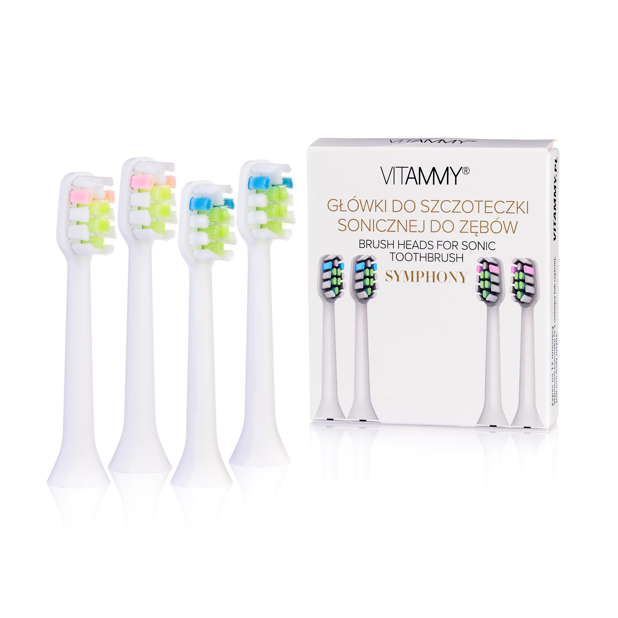 VITAMMY SYMPHONY, główki do szczoteczki sonicznej do zębów w kolorze białym, 4 szt.