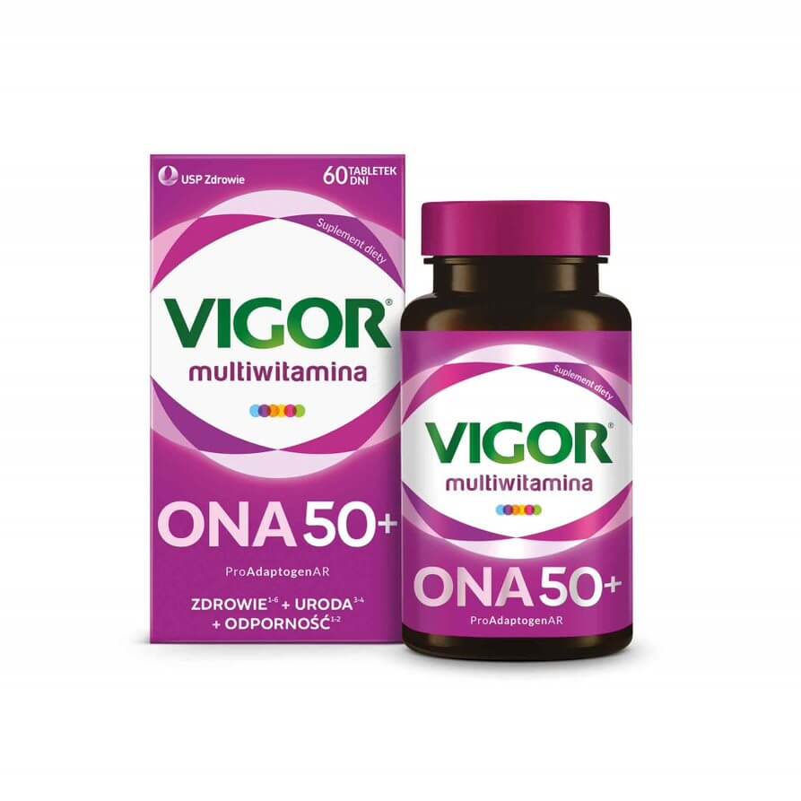 Vigor Multiwitamina ONA 50+ , tabletki ze składnikami dla kobiet po 50. roku życia, 60 szt.
