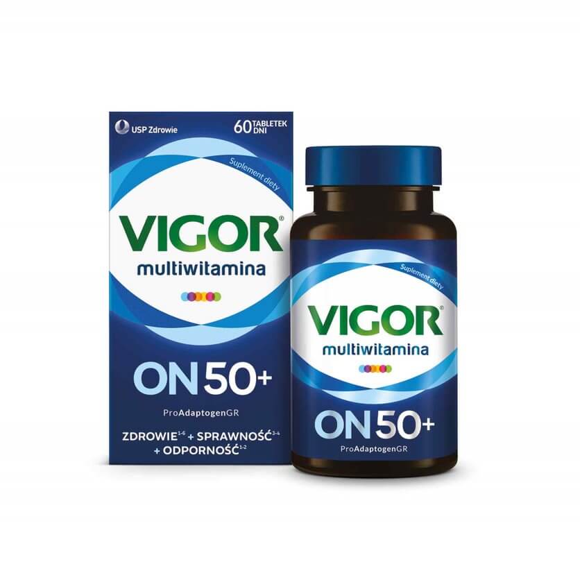 Vigor Multiwitamina ON 50+ , tabletki ze składnikami dla mężczyzn po 50. roku życia, 60 szt.