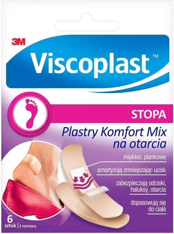 Viscoplast Komfort Mix, plastry na otarcia stóp, 6 szt.