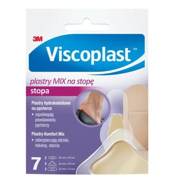 Viscoplast Mix , plastry na stopę hydrokoliodowe na pęcherze i zabezpieczające odciski, 7 szt.