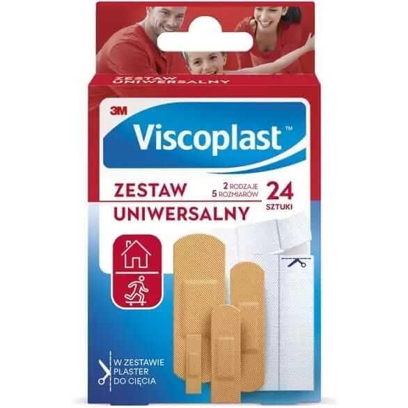 Viscoplast Zestaw Uniwersalny , plastry z opatrunkiem, 2 rodzaje, 5 rozmiarów, 24 szt.