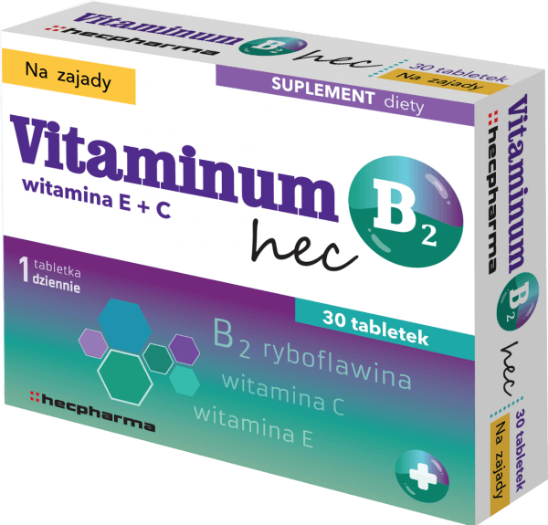 Vitaminum B2 Hec tabletki z witaminą B2, E i C, 30 szt.