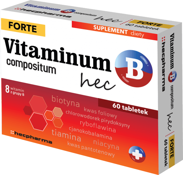 Vitaminum B Compositum Forte Hec, tabletki zawierające kompleks witamin z grupy B, 60 szt.