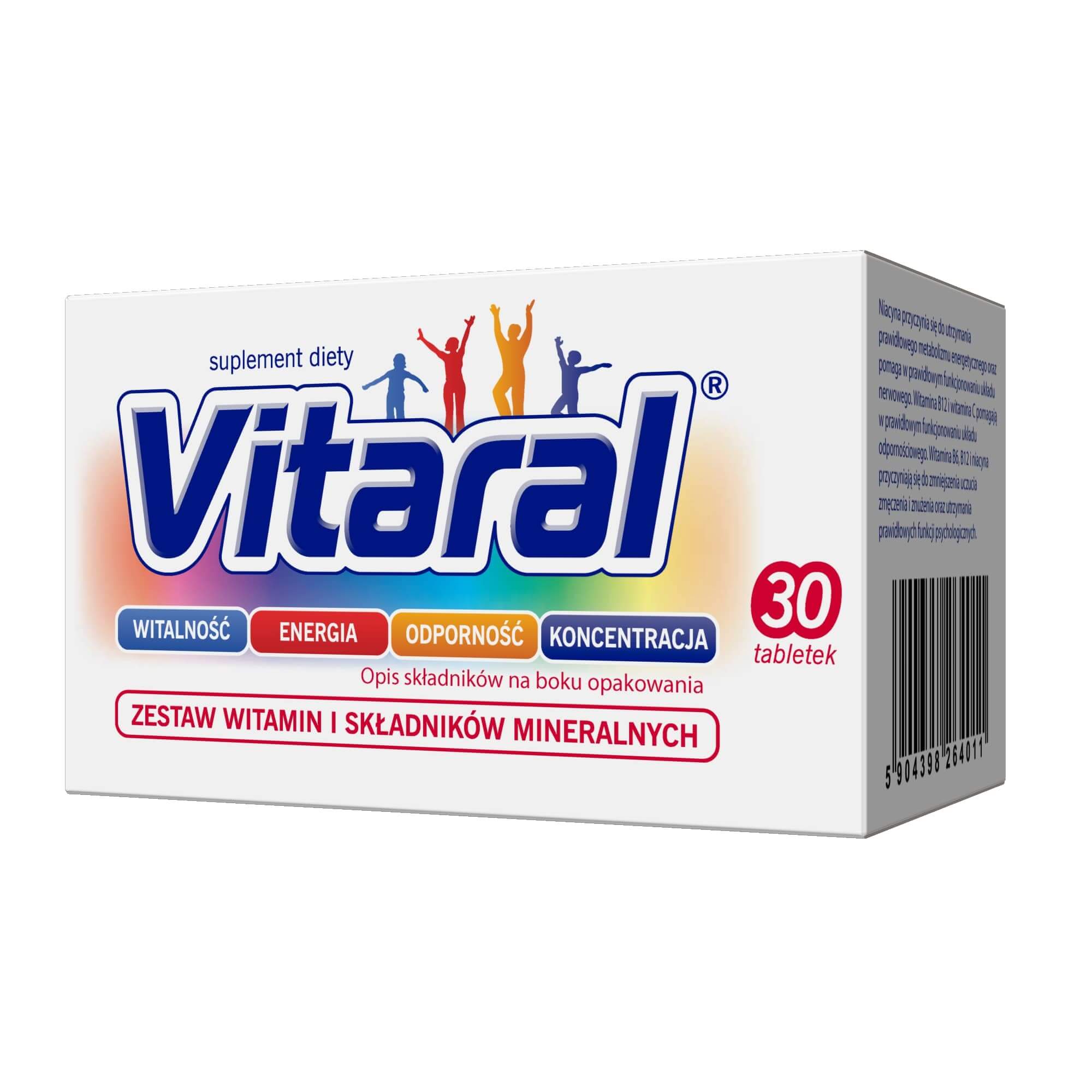 Vitaral, tabletki drażowane z kompleksem witamin i minerałów, 30 szt.
