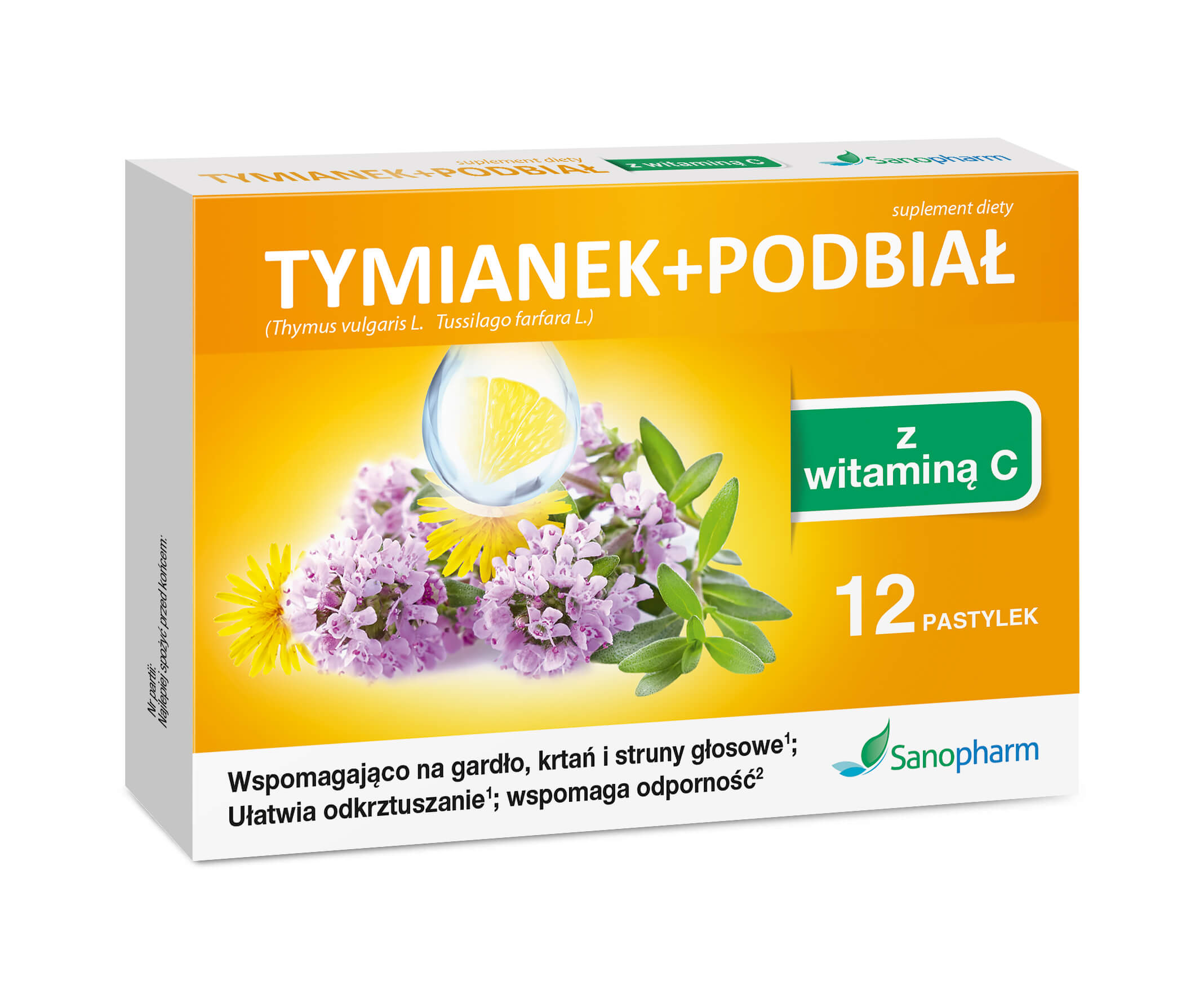 Tymianek + Podbiał, pastylki z witaminą C, 12 szt.
