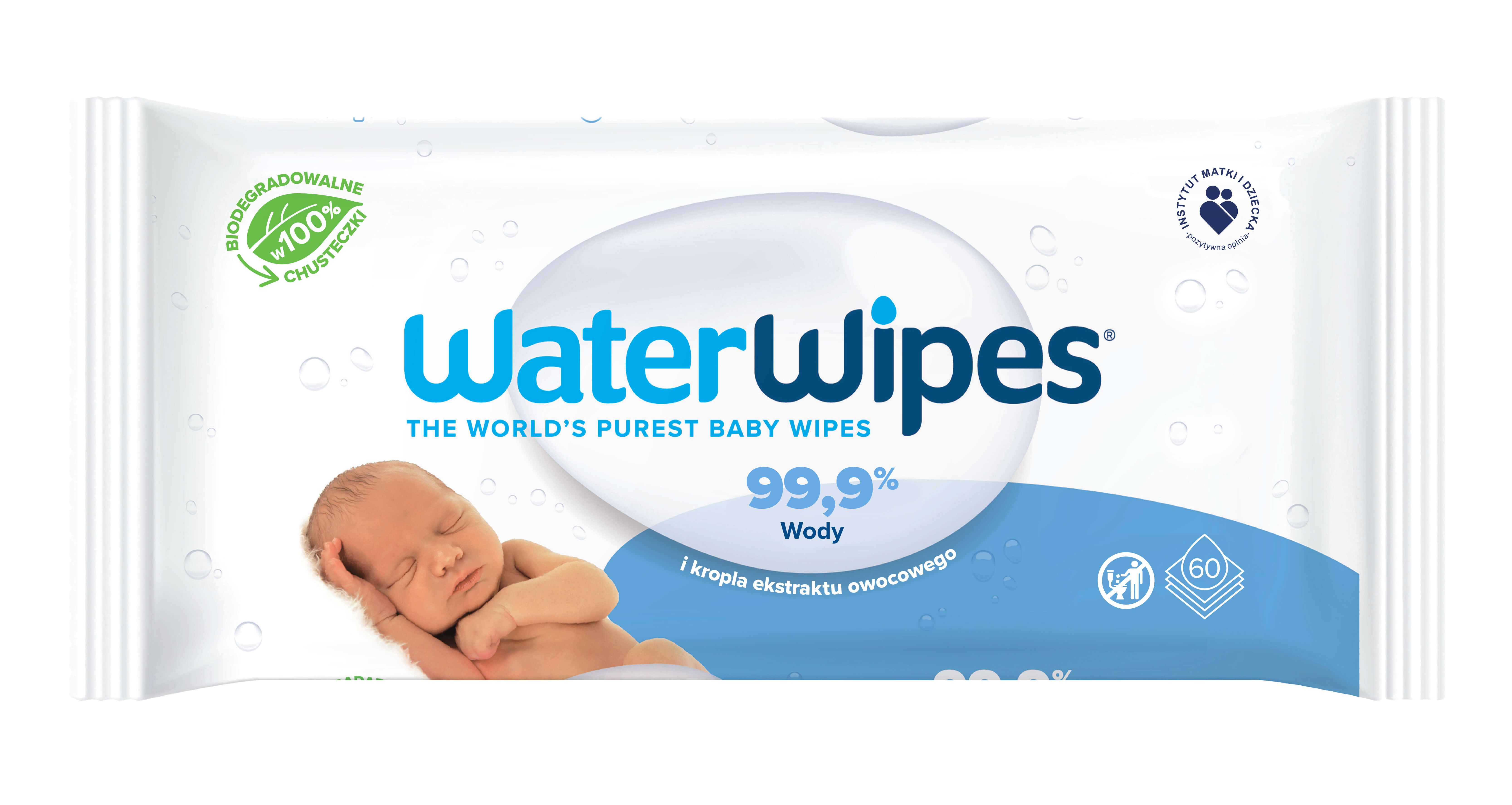 WaterWipes BIO , chusteczki nasączone czystą wodą, 60 szt.