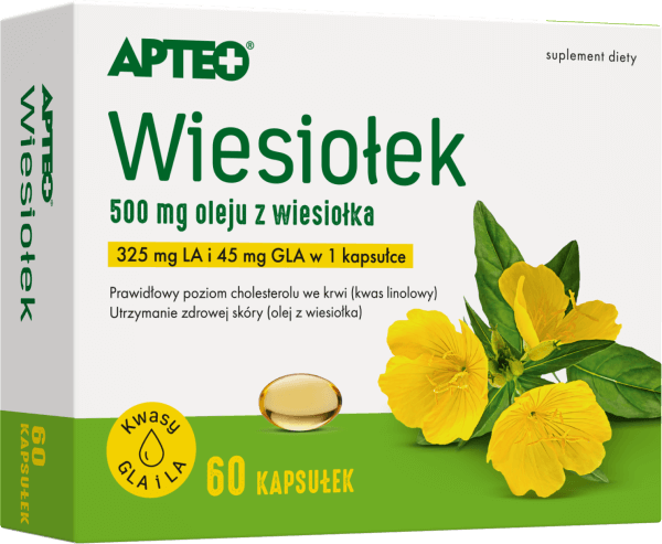 Wiesiołek APTEO, kapsułki miękkie wspomagający zdrowy wygląd skóry, 60 szt.
