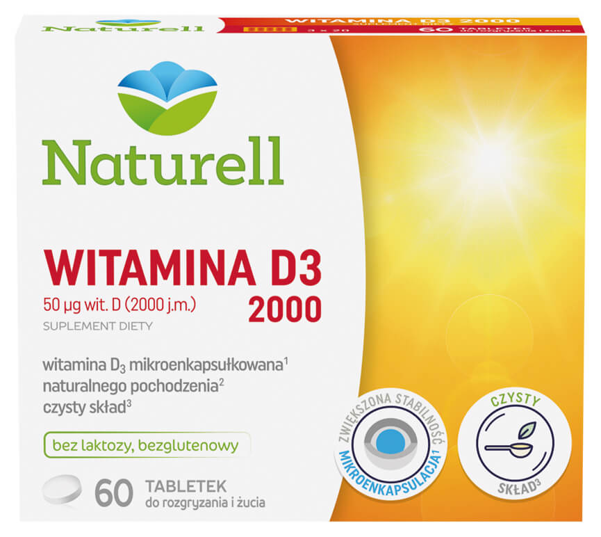 Naturell Witamina D3 2000 , tabletki do ssania, 60 szt.