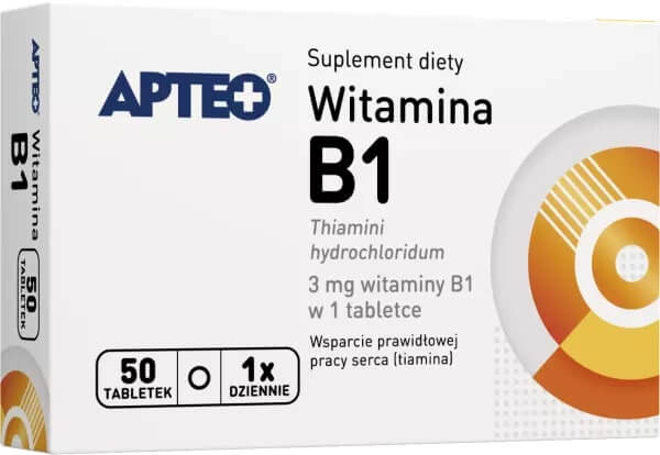Witamina B1, tabletki ze składnikami wspierającymi prawidłową pracę serca, 50 szt.