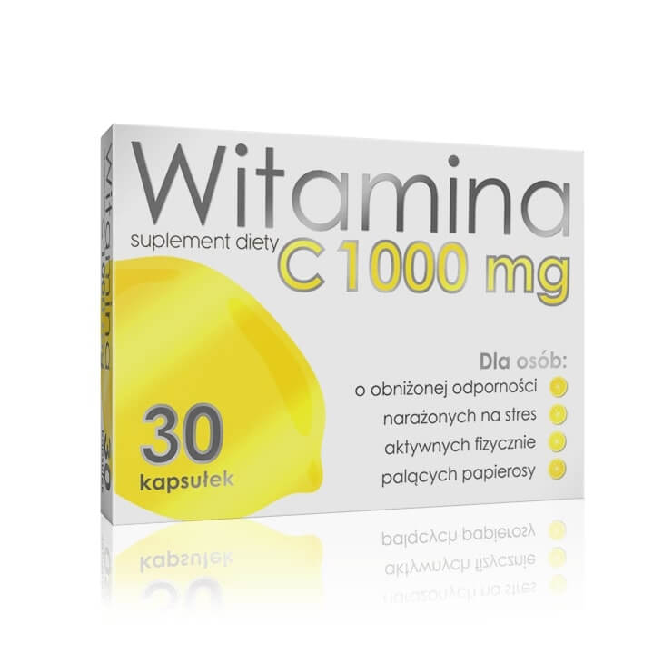Witamina C 1000 mg, kapsułki ze składnikami dla osób o niskiej odporności i narażonych na stres, 30 szt.
