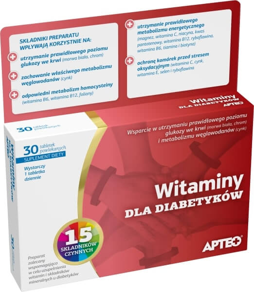 Witaminy dla diabetyków APTEO tabletki powlekane uzupełniające dietę, 30 szt.