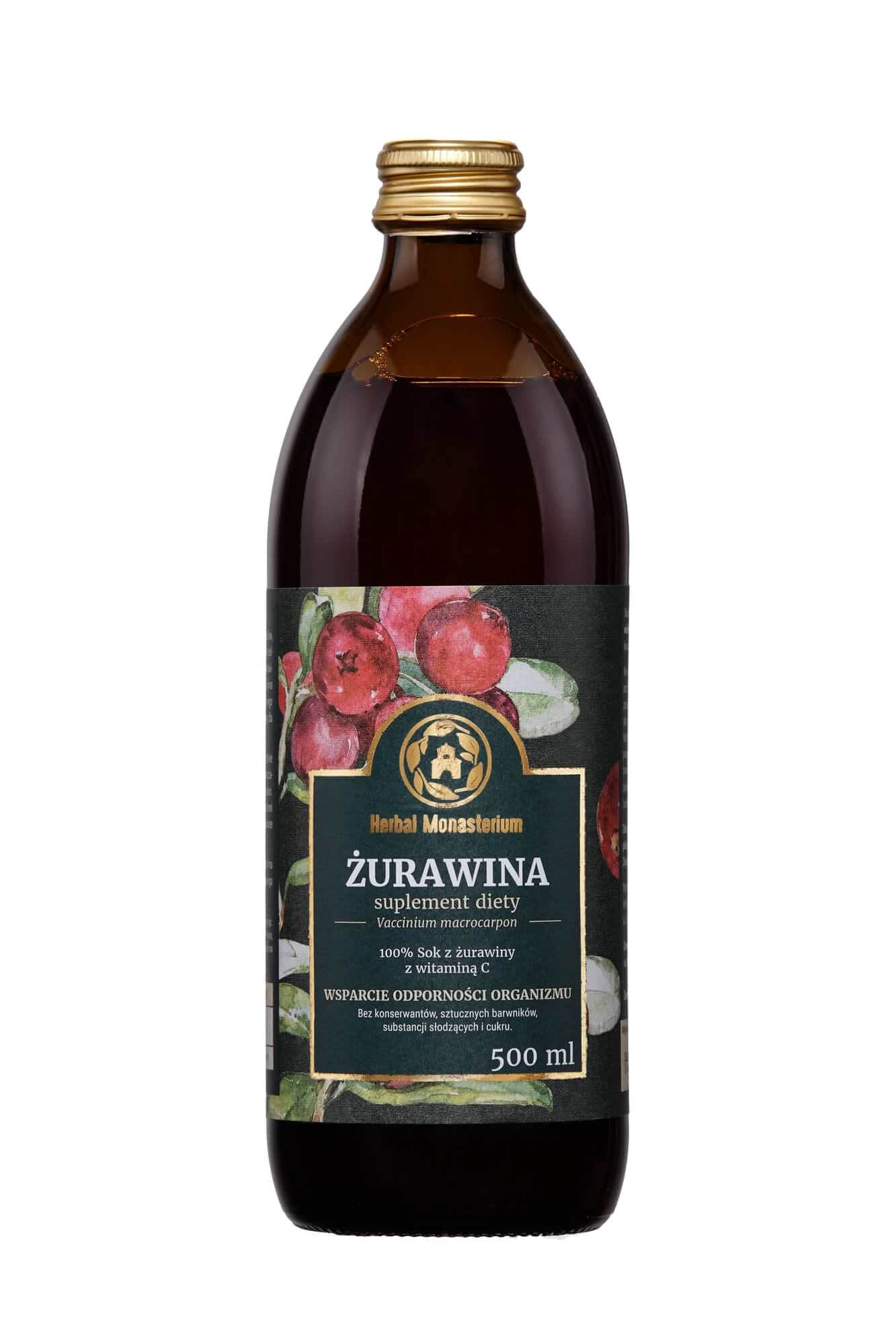 Herbal Monasterium Żurawina , sok z żurawiną wspomagający funkcjonowanie układu moczowego, 500 ml