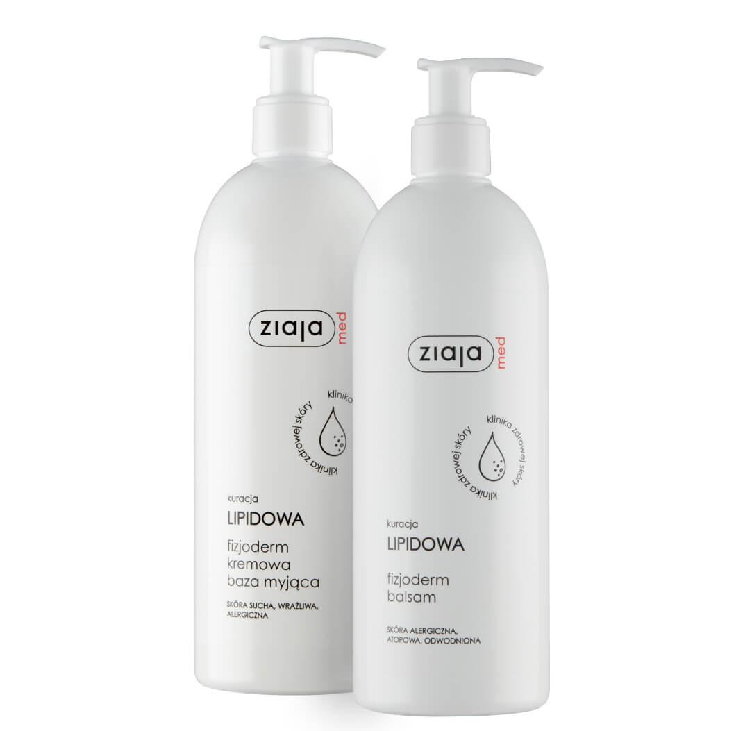 Ziaja Med Kuracja Lipidowa Fizjoderm , zestaw: kremowa baza myjąca, 400 ml+ balsam, 400 ml