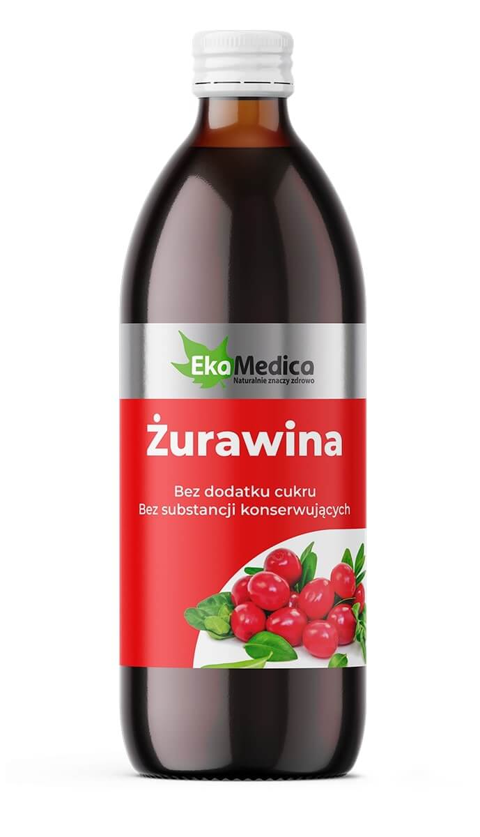 EkaMedica Żurawina, płyn bez dodatku cukru i substancji konserwujących, 500 ml
