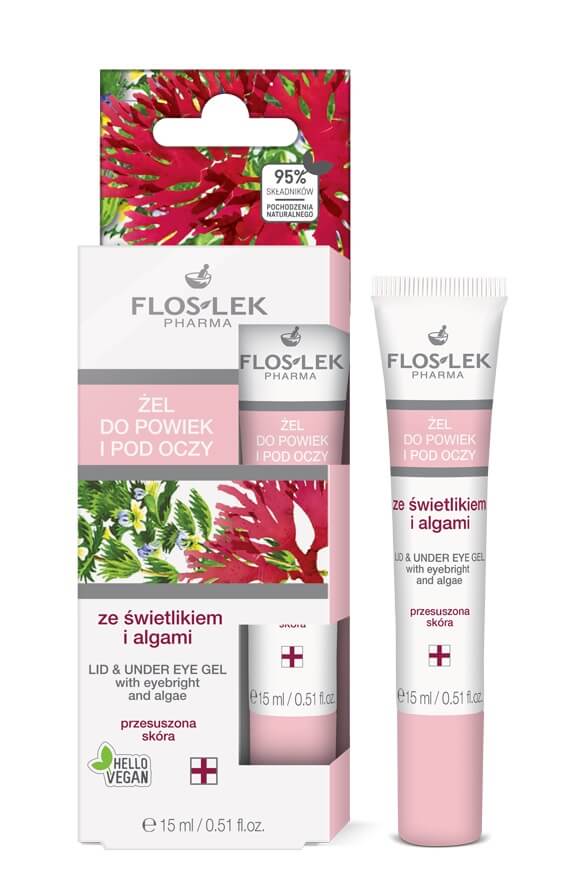 Flos-Lek Żel do powiek i pod oczy ze świetlikiem i algami, 15 ml