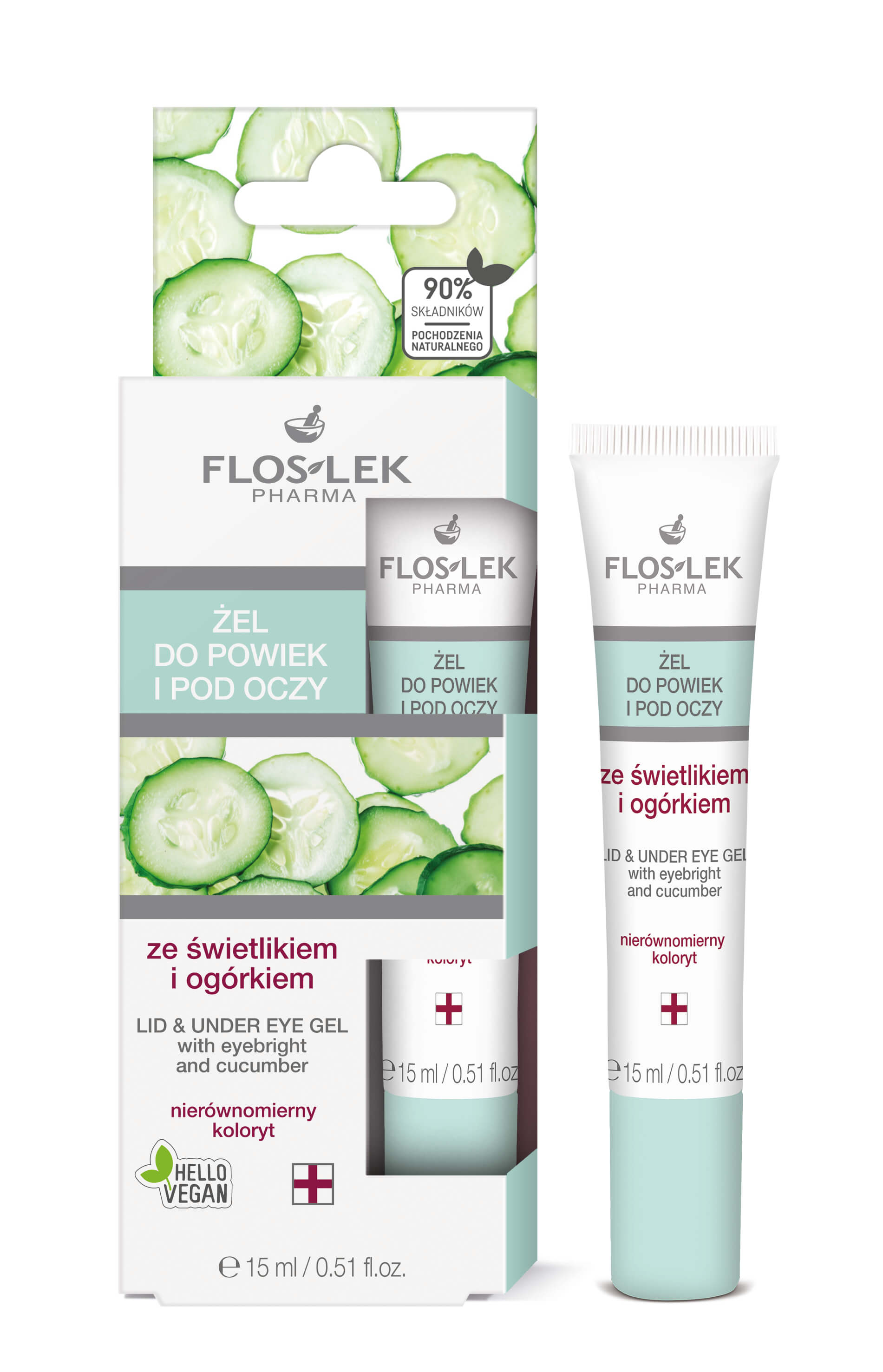 Flos-Lek Żel do powiek i pod oczy , ze świetlikiem i ogórkiem, 15 ml