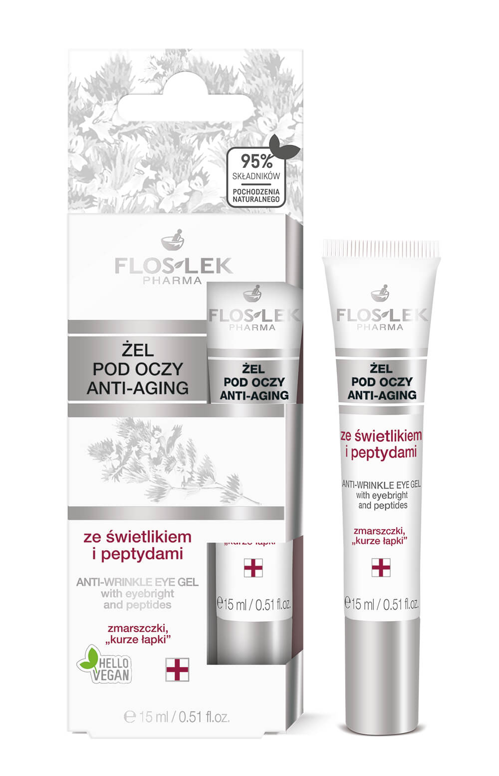 Flos-Lek Żel pod oczy anti-aging, ze świetlikiem i peptydami, 15 ml
