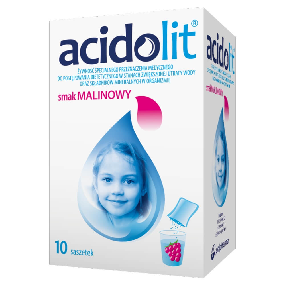 Acidolit, o smaku malinowym dla dzieci, 10 sasz.