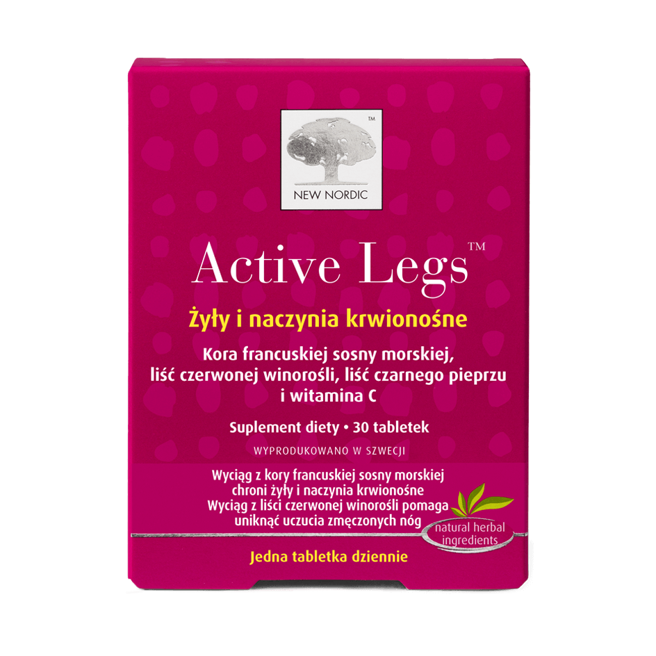 Active Legs , tabletki ze składnikami wspierającymi żyły i naczynia krwionośne, 30 szt.