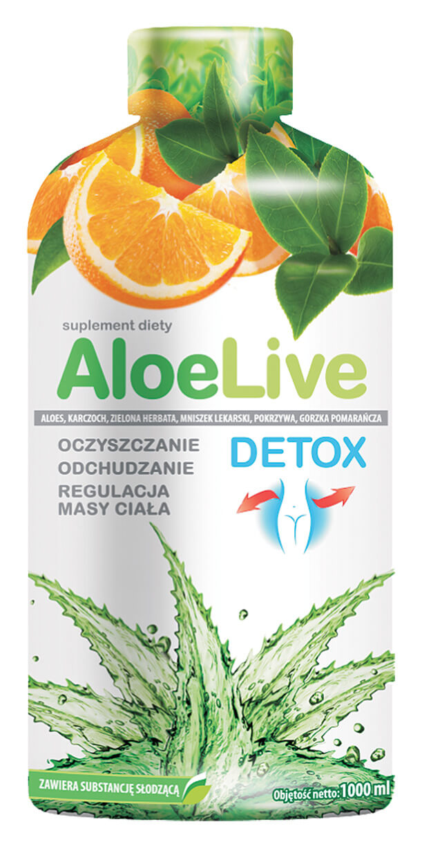 AloeLive Detox sok z aloesu działający oczyszczająco, odchudzająco, 1 l