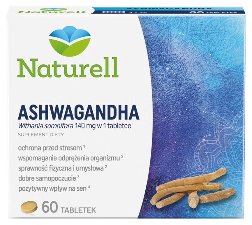 Naturell Ashwagandha, tabletki łagodzące stres i jego skutki, 60 szt.