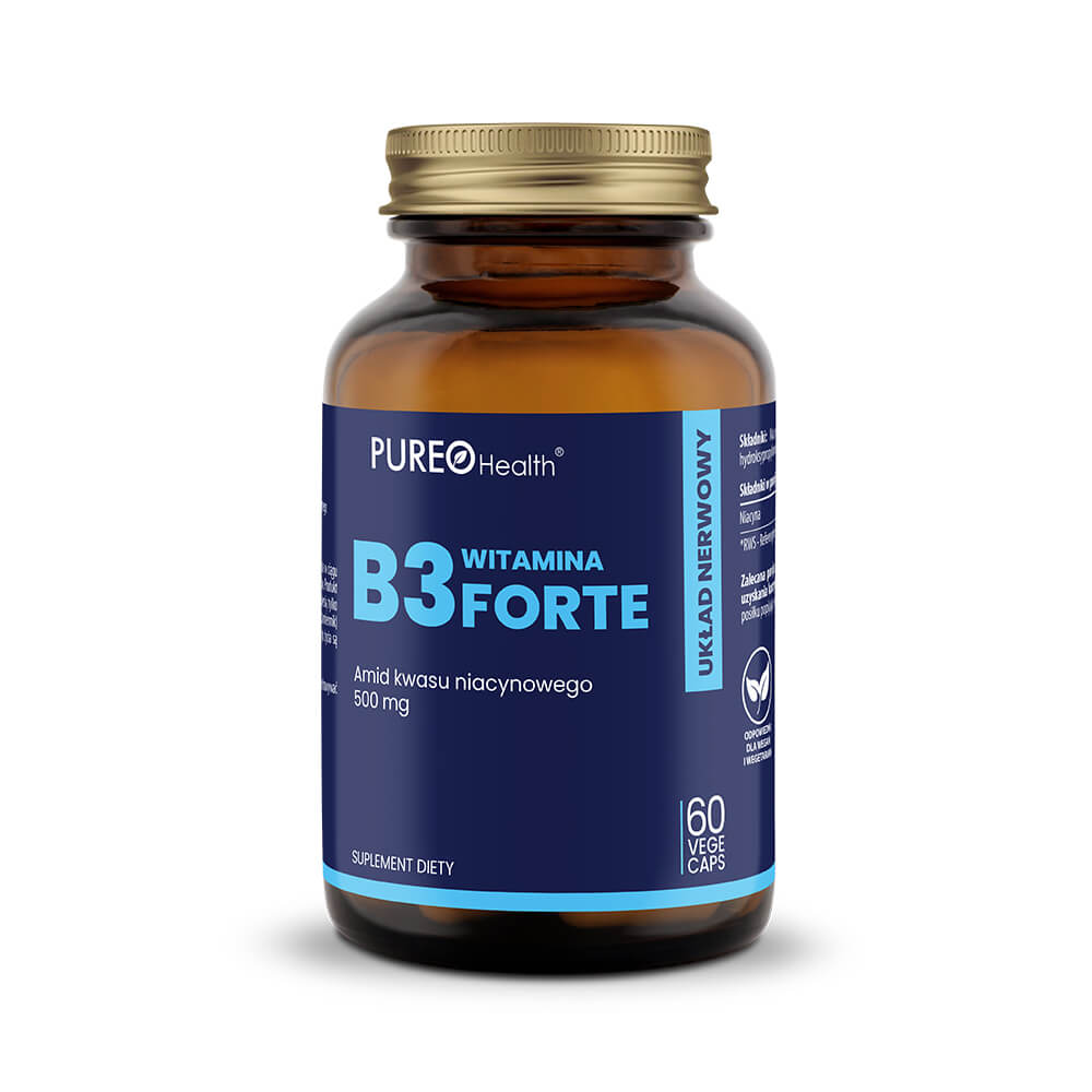 PUREO Health Witamina B3 Forte, kapsułki ze składnikami wspomagającymi kości i zęby, 60 szt.