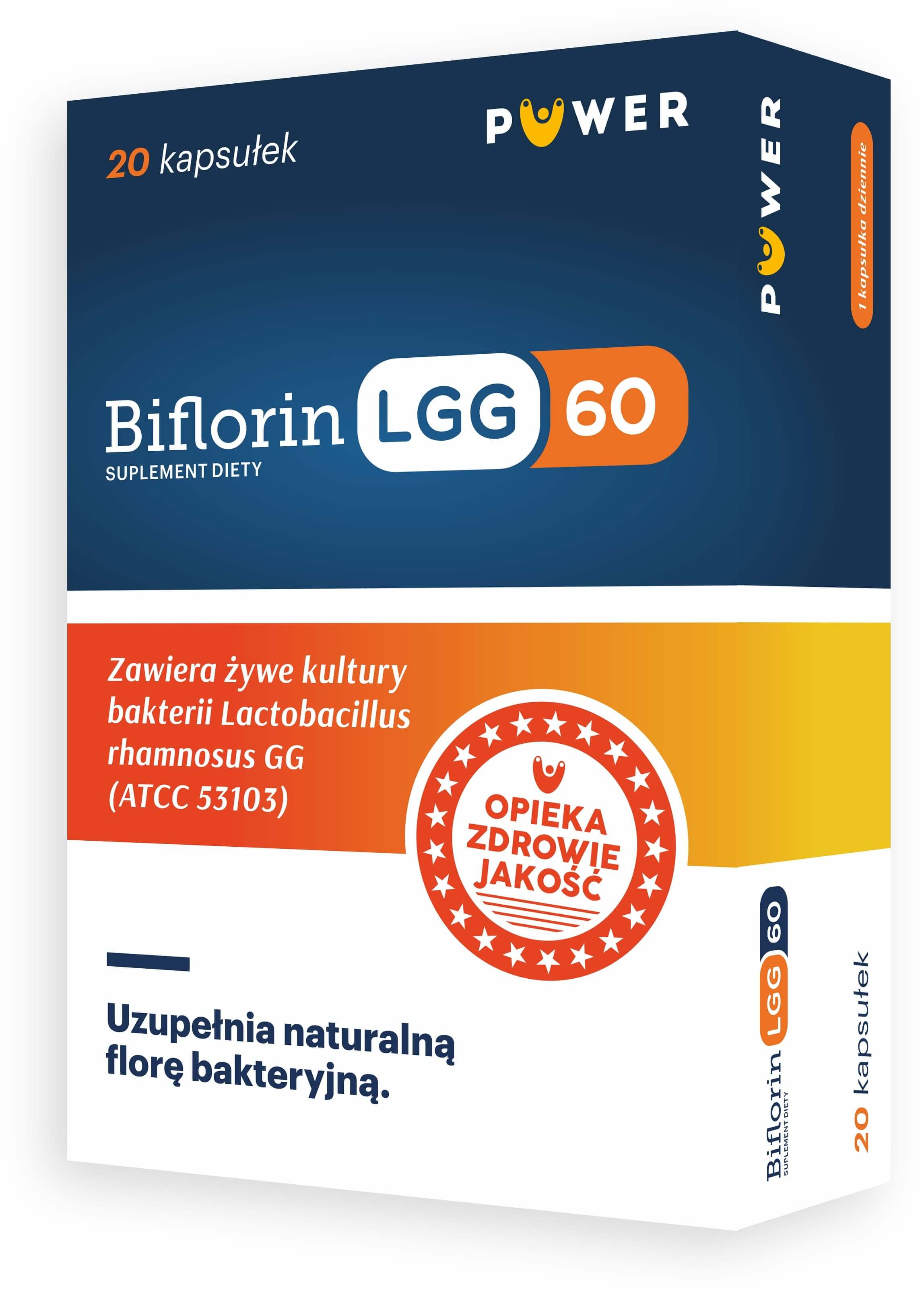 BiFlorin LGG, kapsułki uzupełniające naturalną florę bakteryjną, 20 szt.