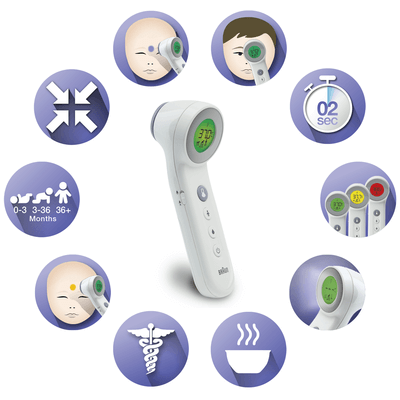 Termometr BRAUN BNT400,  bezdotykowy do czoła dla dzieci, 1 szt.
