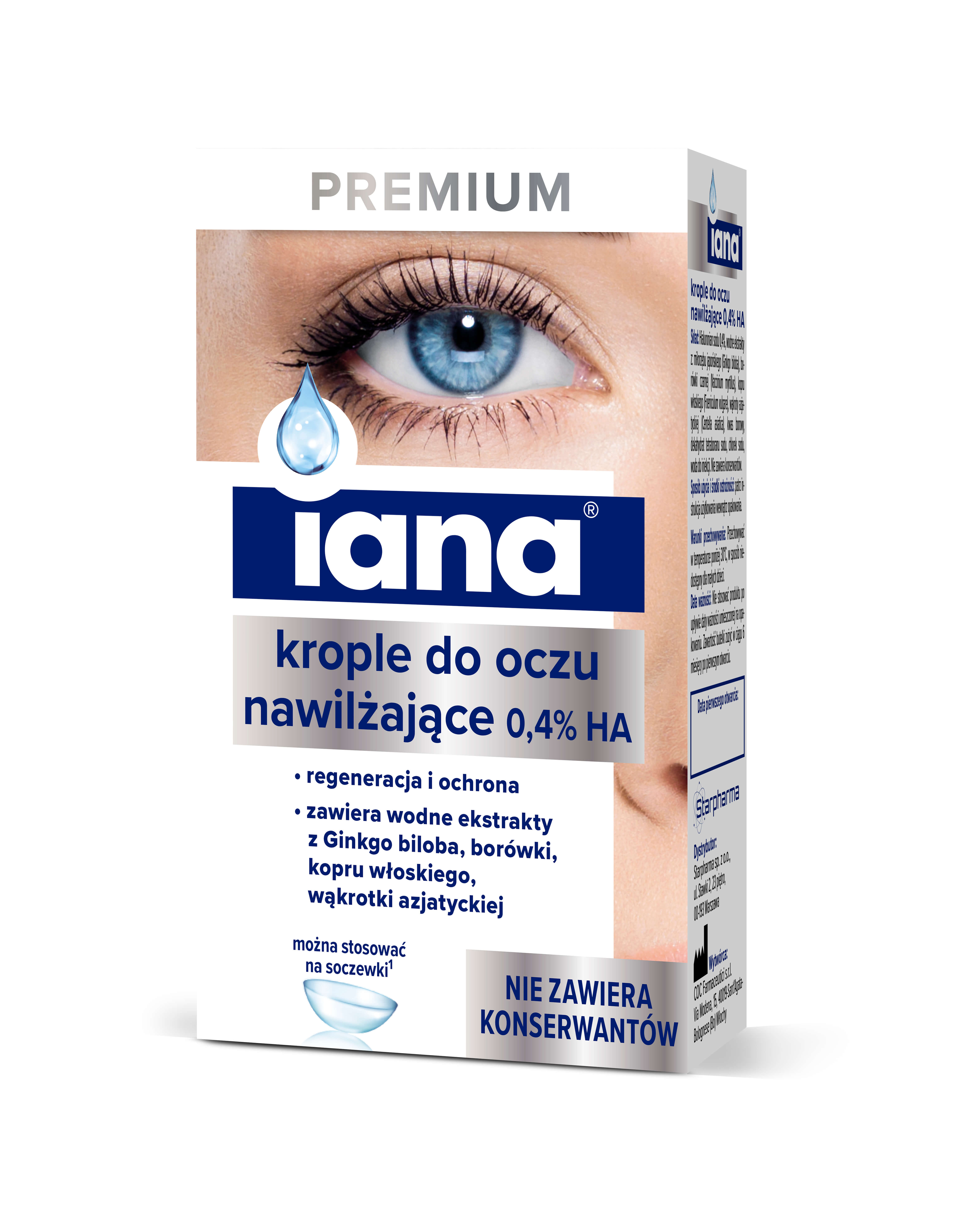 IANA PREMIUM krople do oczu nawilżające 0,4% HA, 10 ml