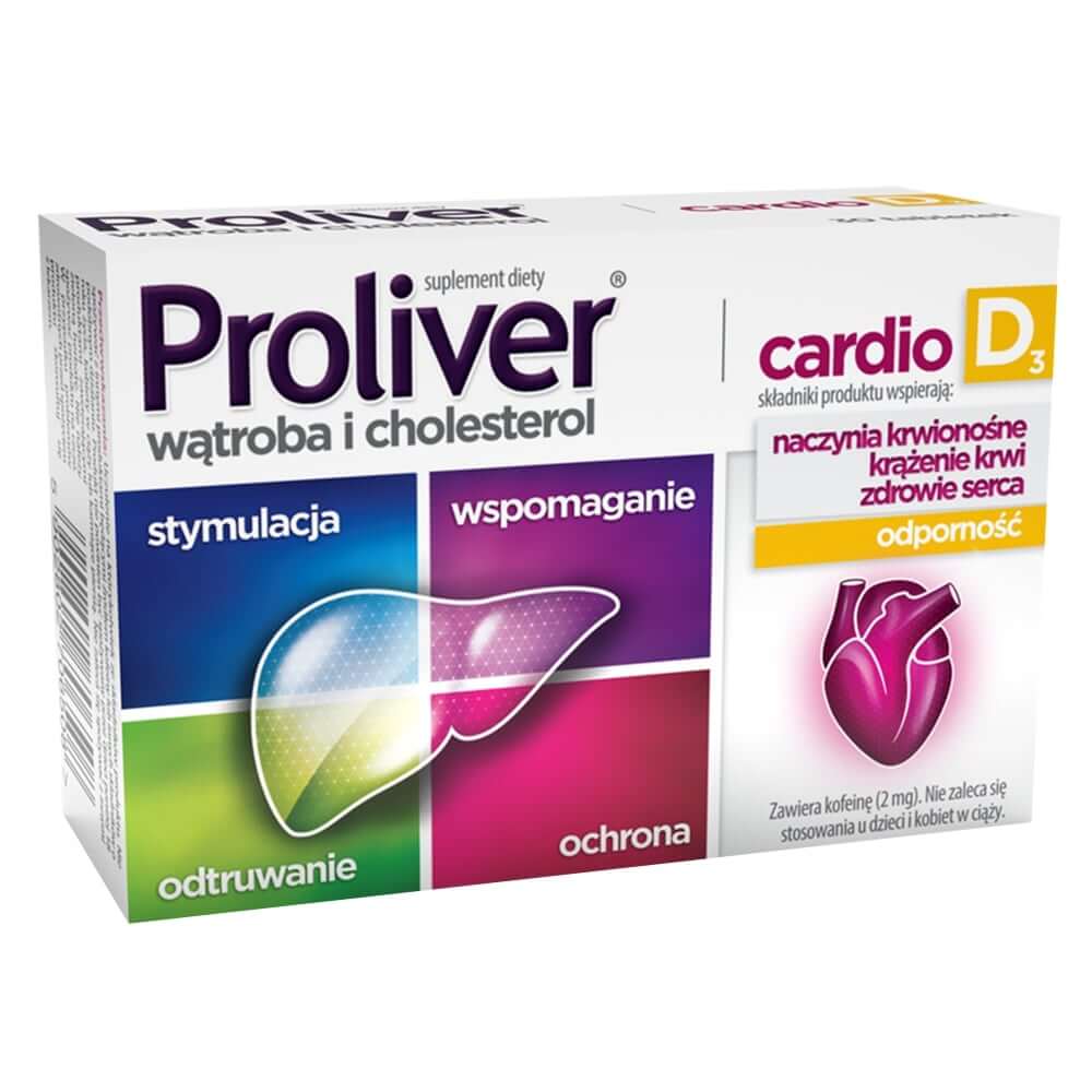 Proliver Cardio D3, tabletki ze składnikami wspierającymi wątrobę, 30 szt.