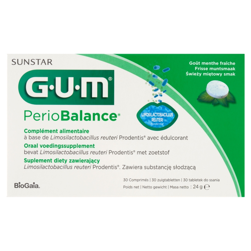 SUNSTAR GUM PerioBalance , tabletki na dobra kondycję jamy ustnej, 30 szt.