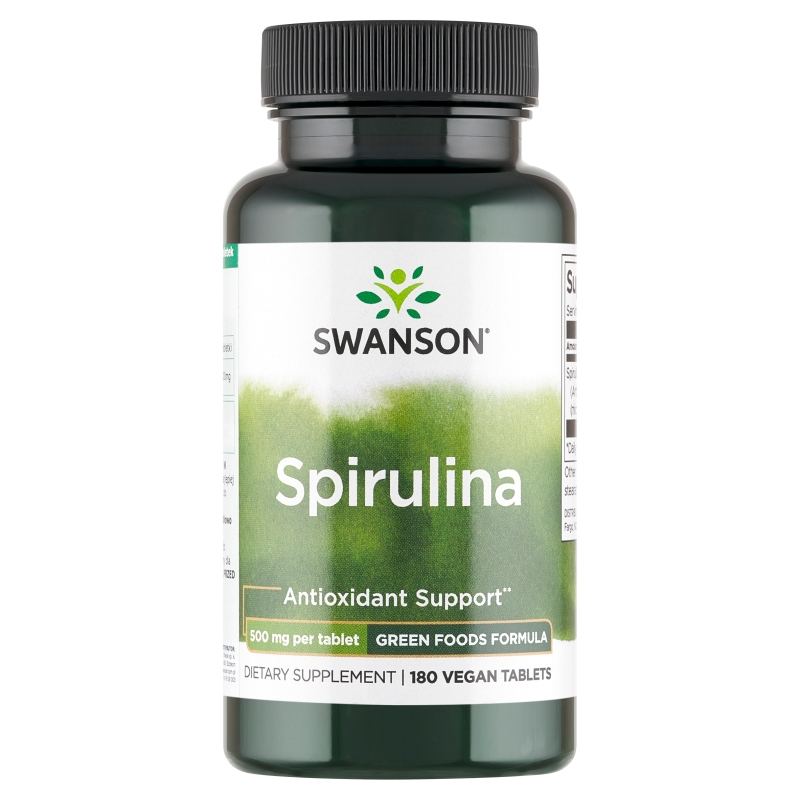 Swanson Spirulina tabletki ze składnikami uzupełniającymi codzienną dietę osób dorosłych, 180 szt.