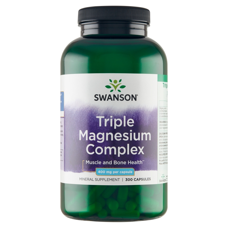 Swanson Triple Magnesium Complex , kapsułki ze składnikami uzupełniającymi codzienną dietę w magnez, 300 szt.