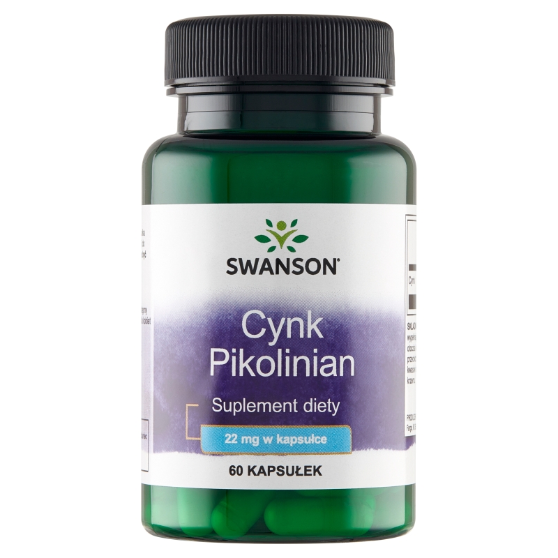 Swanson Cynk (pikolinian) 22 mg, kapsułki z cynkiem, 60 szt.
