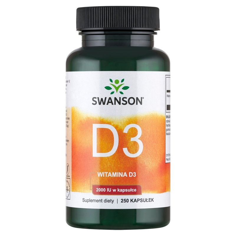 Swanson Witamina D-3 2000IU kapsułki ze składnikami wspierającymi odporność, 250 szt.