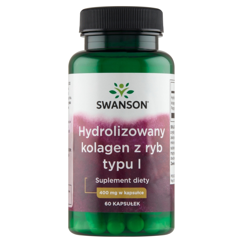 Swanson Hydrolizowany kolagen z ryb typu I, kapsułki ze składnikami wspomagającymi elastyczność skóry, 60 szt.