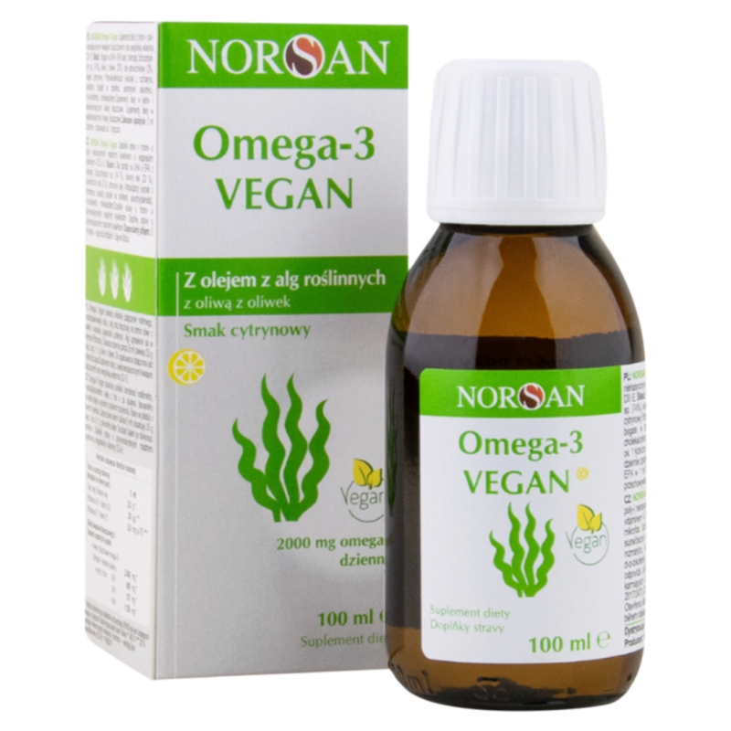 Norsan Omega-3 Vegan, olej z alg, cytrynowy, 100 ml