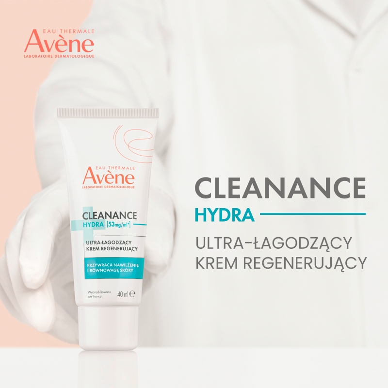 Avene Cleanance Hydra, krem łagodzący do skóry wysuszonej i podrażnionej, 40 ml
