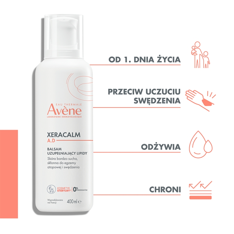 AVENE XERACALM A.D, balsam uzupełniający lipidy, 400 ml