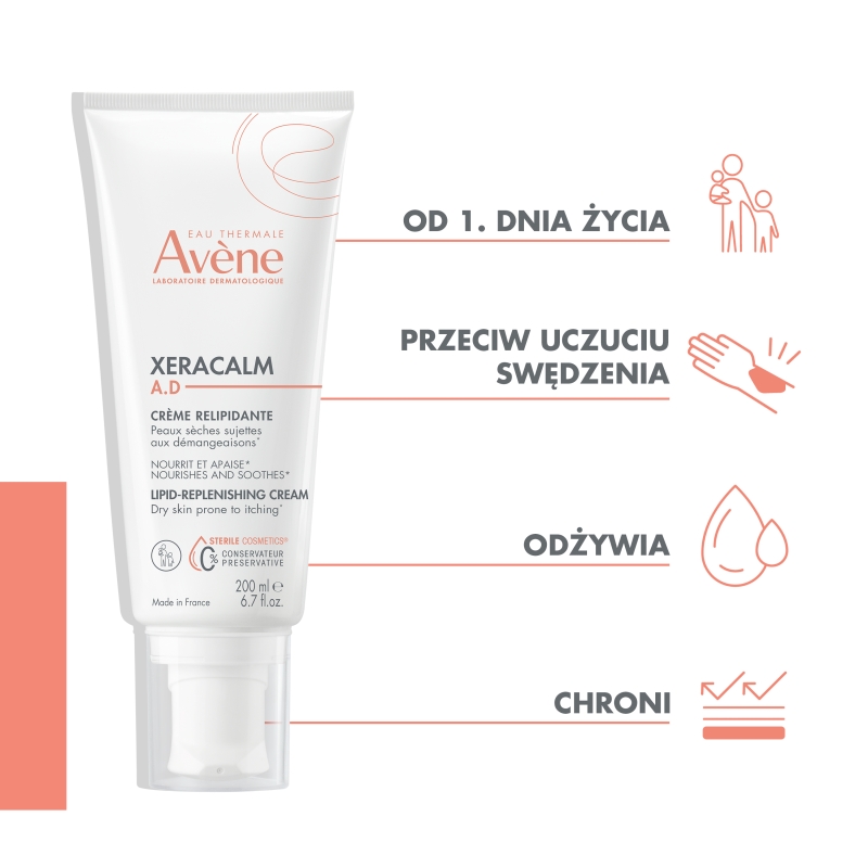 Avene XeraCalm A.D, krem uzupełniający lipidy, 200 ml