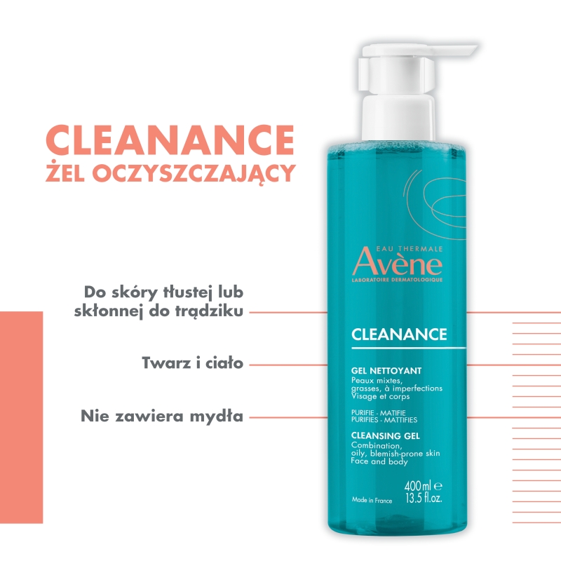 Avene Cleanance, żel oczyszczający, 400 ml