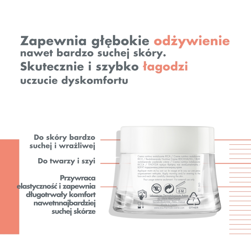 AVENE Eau Thermale Crème,  krem rewitalizująco- odżywczy, 50 ml