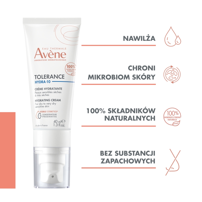 Avene Tolerance Hydra-10, krem nawilżający, 40 ml