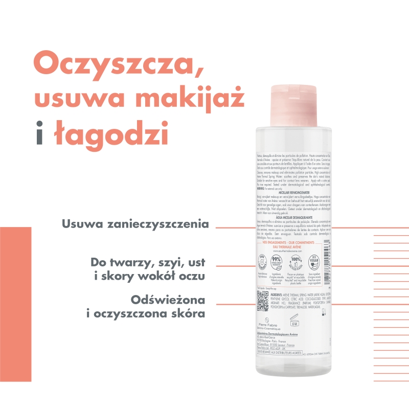 Avene Eau Thermale, skóra wrażliwa, płyn micelarny, 400 ml