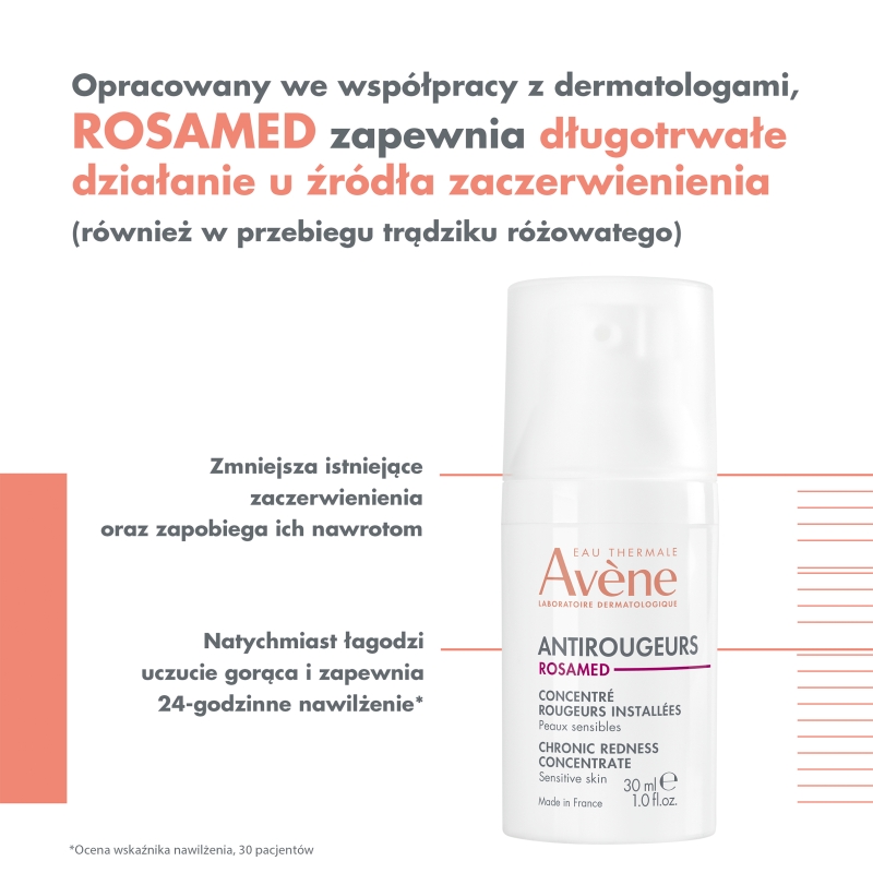 Avene Antirougeurs Rosamed, koncentrat przeciw zaczerwienieniom, 30 ml