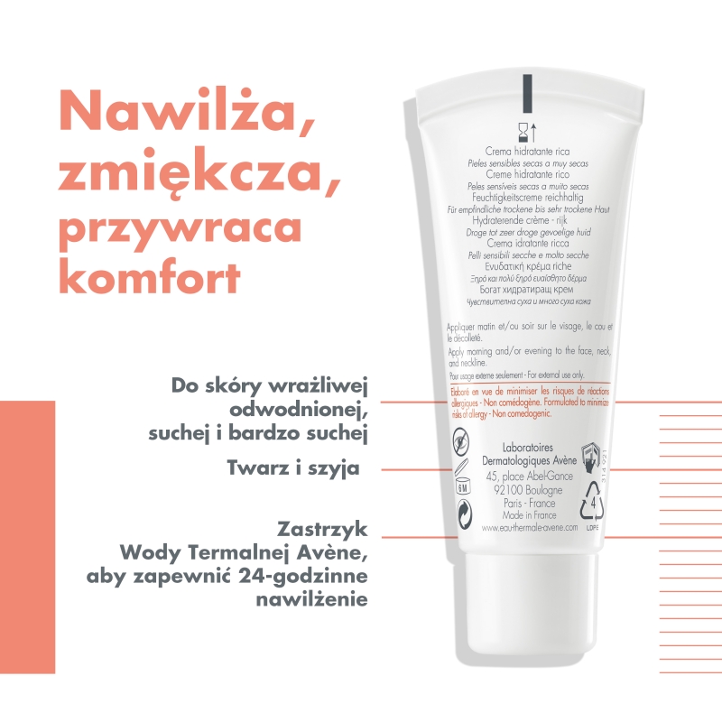 Avene Hydrance, krem nawilżający bogata konsystencja, 40 ml