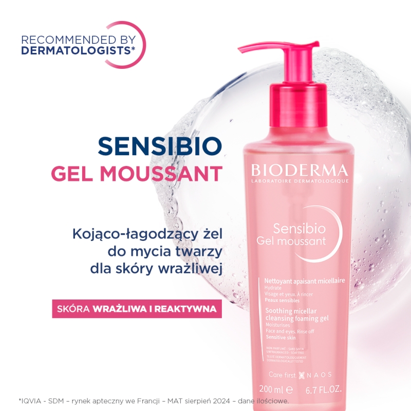 Bioderma Sensibio Gel moussant , Łagodzący żel micelarny, 200 ml